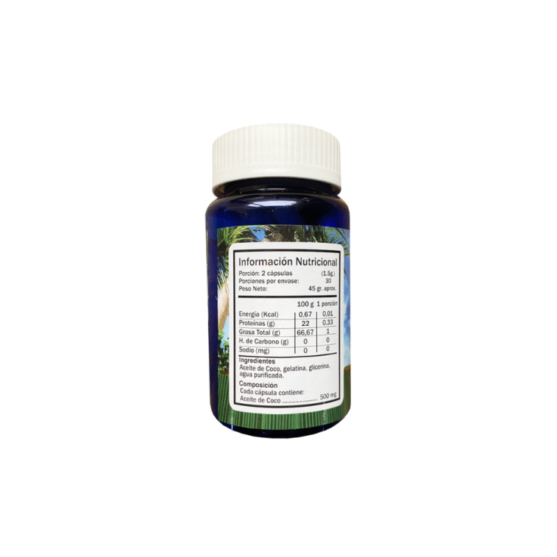 Aceite de coco 500mg 100% orgánico 60 caps GM - Imagen 2