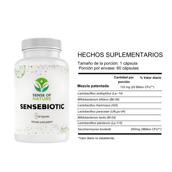 SenseBiotic 20 Billon CFU 60 cápsulas Sense Of Nature - Imagen 2