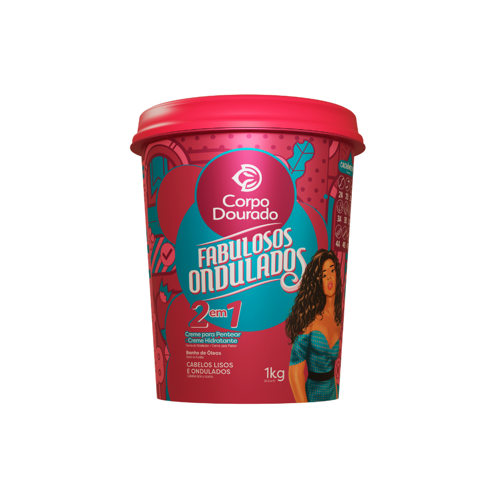 Crema Fabulosos Ondulados 2 en 1 1kg Corpo Dourado